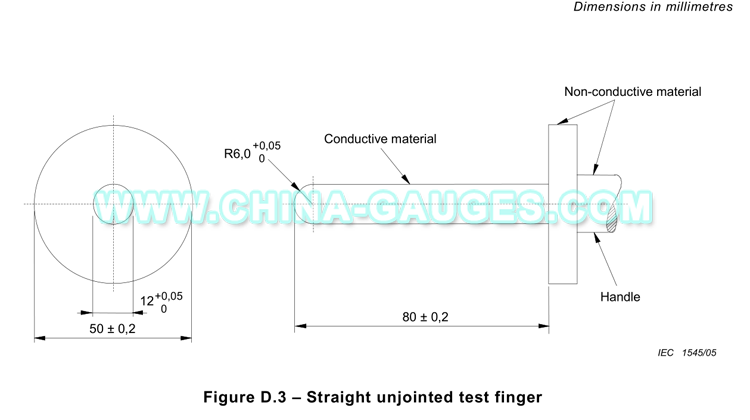 IEC 62109-1 Figure D.3 Straight Unjointed Test Finger