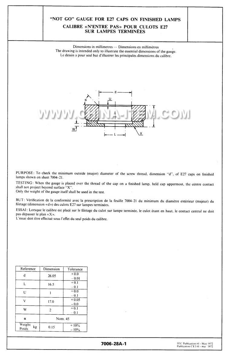 E27 No Go Gauges E27 No Go Gauges